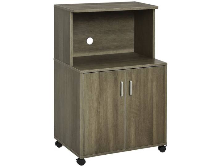 FSX Cuisine mobile polyvalente avec 4 roues armoire et étagère pour micro-ondes 60 4 x 40 3 x 97 cm - Gris