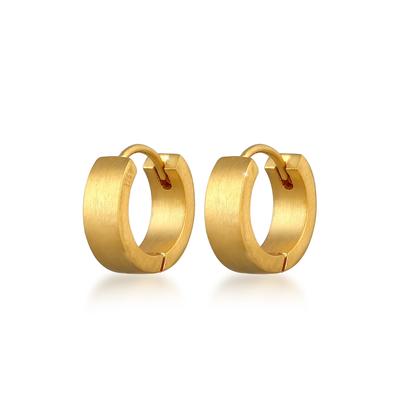 Paar Creolen KUZZOI "Herren Creolen Matt Dezent 925 Silber", gold, Ohrringe, Herren, onesize, ohne Stein, Silber 925 (Sterlingsilber)