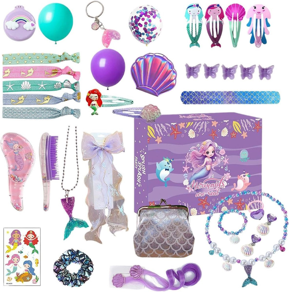 Kerst adventkalender met zeemeermin sieraden voor 24 dagen van verrassingen, multicolor