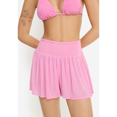 Strandshorts LSCN BY LASCANA, Damen, Gr. 34, N-Gr, pink (soft pink), Crêpe, Obermaterial: 100% Viskose, unifarben, figurumspielend kurz, Hosen Strandshorts