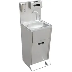 Handwaschbecken mit Fußpedal und Seifen- / Papierspender - 460 x 460 x 1250 mm
