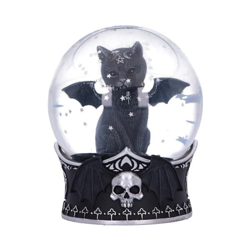 Nemesis Now Cult Cuties Malpuss Sneeuwbol met Ster en Glitter, Gothic Halloween Decor Beeldje van Handgeschilderde Hars en Glas, 13 cm