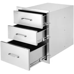 VEVOR Outdoor-Küche Edelstahl Dreifach-Zugang BBQ Schubladen mit Chrom Griff, 458 x 585 x 588 mm