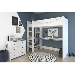 Parisot Hochbett extra hoch, mit Kommode, "Smoozy", Blau/Pink