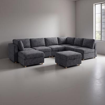 ZWYO HOSIMU "132"" Modular Sectional Sofa with 8 Independent Seats and Hidden Storage Compartments for Living Room"