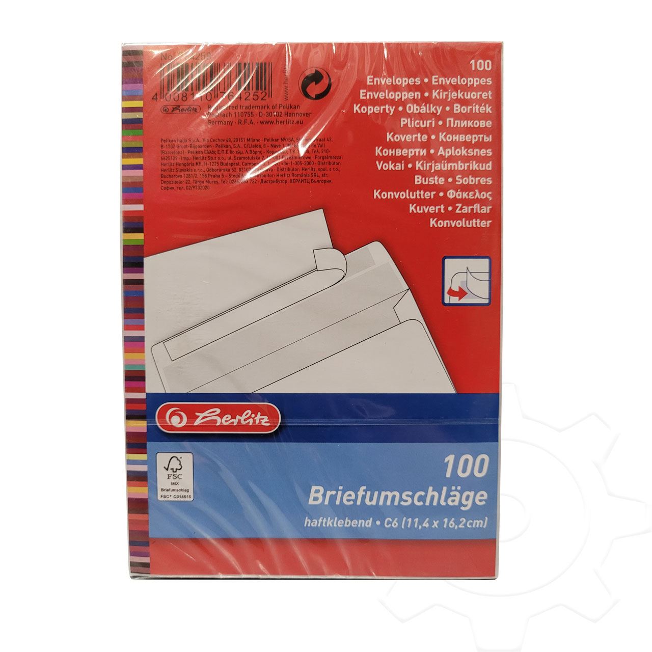 herlitz Briefumschlag, DIN C6, ohne Fenster, weiß haftklebend 75g/qm