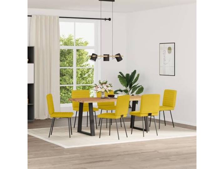 HKLGBVCR Esszimmerstühle, Gelb, Samt, Gestell aus Metall und Holz, 6 Stück Weicher Samt, dicker Schaumstoff, Rahmen aus Metall und Holz, Esszimmer, Wohnzimmer, Gästezimmer