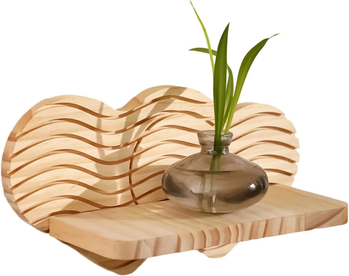 Genérico Boho Wandplank met Hart Decoratie, Houten Zwevende Organizer voor Woonkamer, Slaapkamer of Keuken