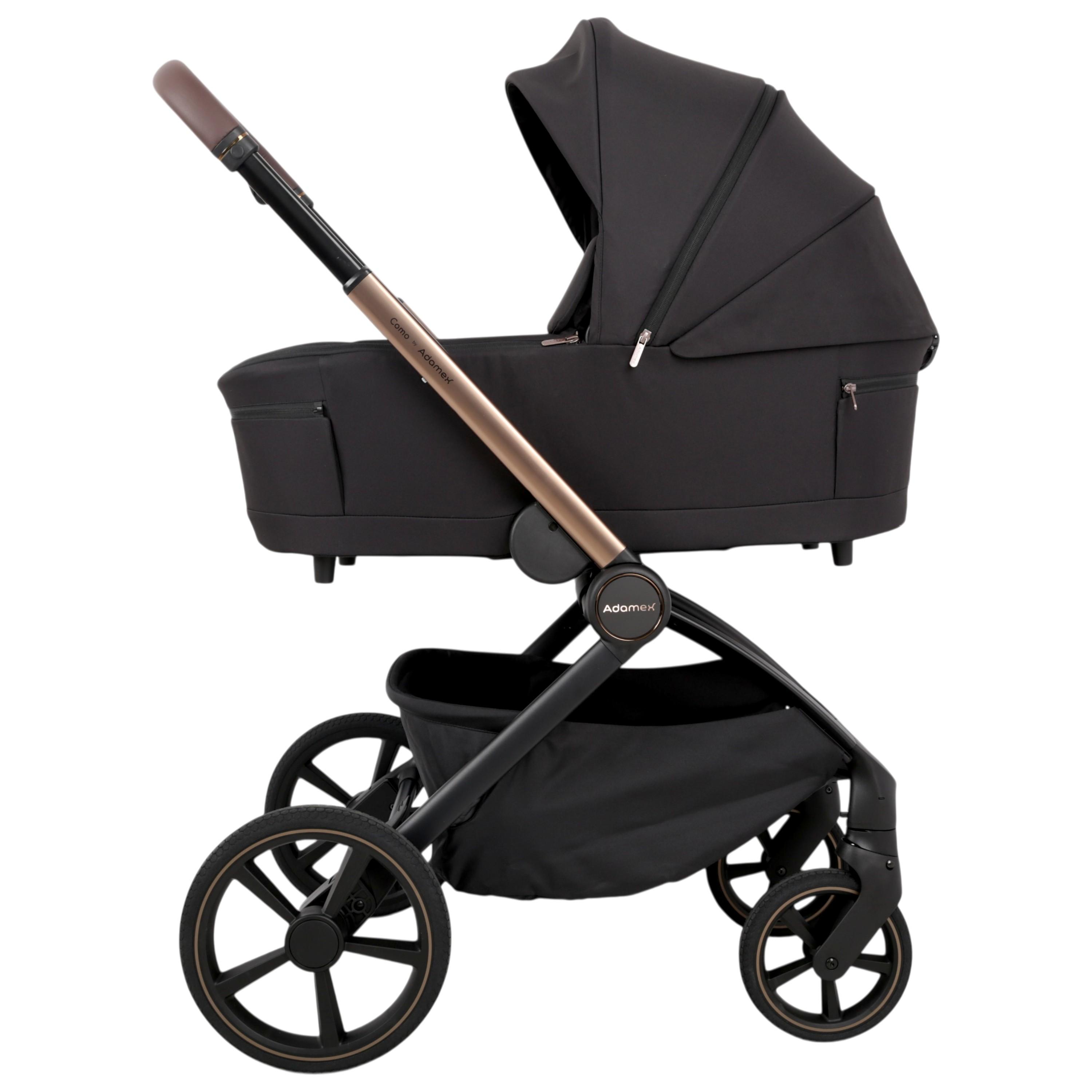 Adamex Kinderwagen 2 in 1 Satin Carbon COMO Babywanne & Sportsitz ab Geburt bis 22 kg