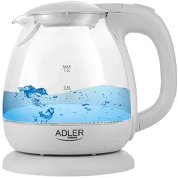 Adler AD 1283G Glas Wasserkocher 1 L 1100 Watt grau