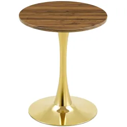 STILVORA Runder Esstisch MDF Walnuss/Gold Ø60x72 cm mit Metallfuß
