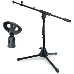 keepdrum Mikrofonständer MS01T niedriges Stativ mit Mikrofonklammer, Mikrofonständer, Schwarz