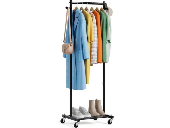 Petite Tringle À Vêtements Sur Roulettes Portant À Vêtements Étroit Avec Étagères Tringle De Garde-Robe En Métal De 152 Cm Port