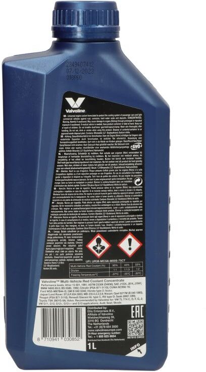 Liquide de refroidissement concentré VALVOLINE MULTI-VEHICLE COOLANT Red 1L