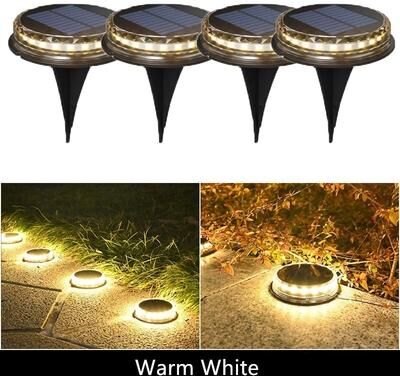Uplift Picks Solar Disk Ground Lights For Safer Garden Pathway Lawn Patio Lighting warm 2 Pcs