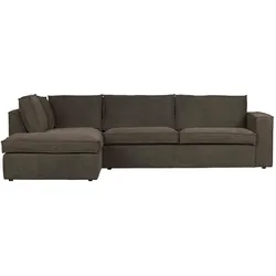 Ecksofa Freddie Stoff, modernes Design, links, dunkelbraun, komfortabel für 3–4 Personen