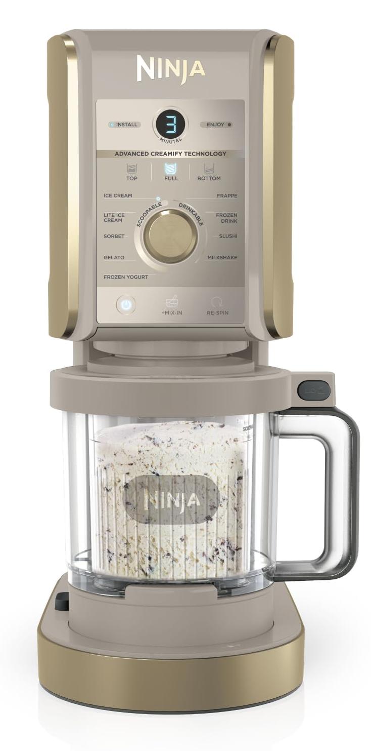 Ninja CREAMi Deluxe Eismaschine, 2 Behälter, Automatisch, Stone Gold