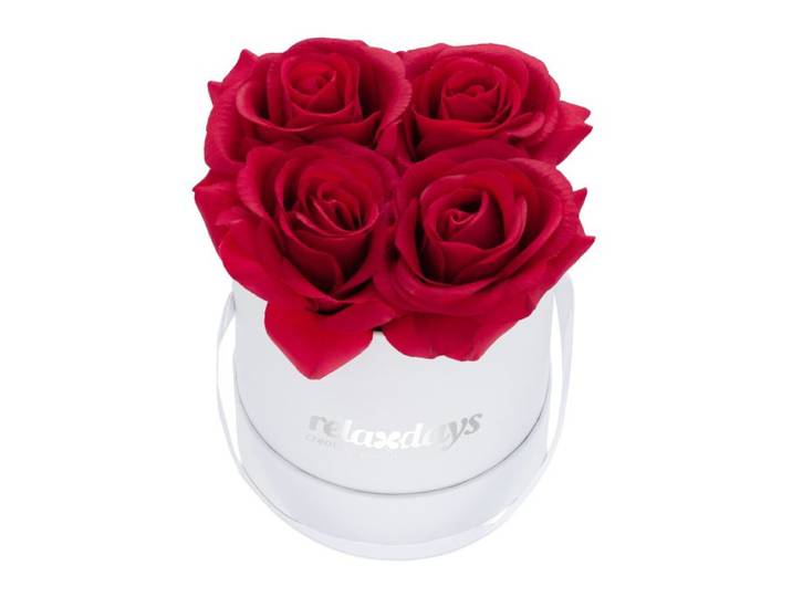 Relaxdays Weiße Rosenbox rund 4 Rosen