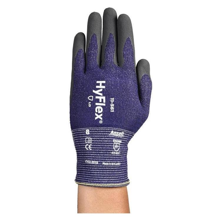 Ansell Schnittschutzhandschuhe HyFlex 11-561 Grösse 8 grau/blau EN 388 PSA-Kategorie II (8) (11-561-8)