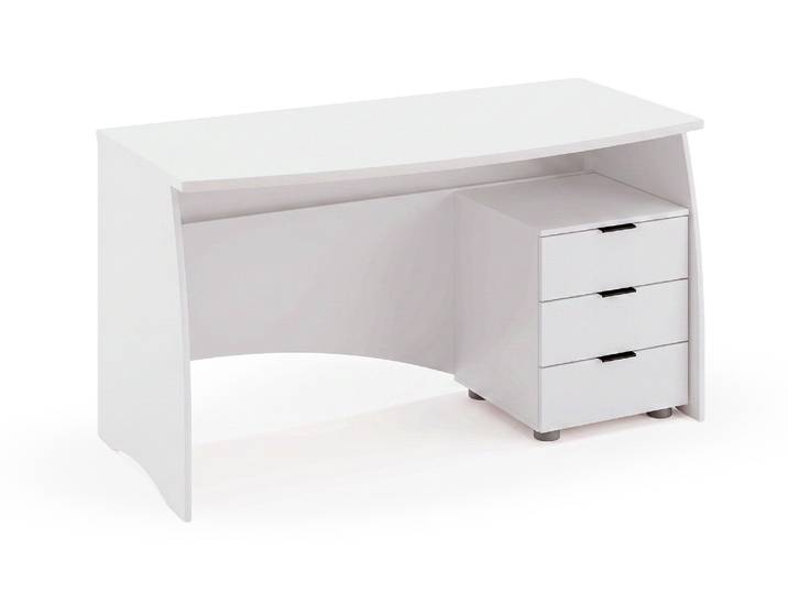 Bureau avec caisson Stefania Blanc - Basika