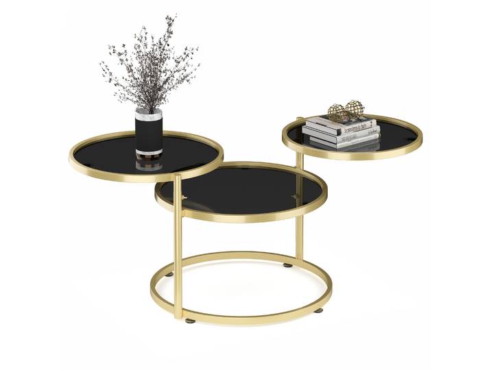 Beistelltisch LOREDANA rund 139 x 56 x 43 cm schwarz/gold