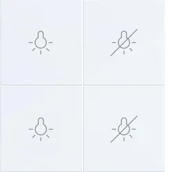 Hager WAK7124WM Abdeckung für Tastsensor KNX Secure, 4fach, Licht EIN/AUS, A.x/C.x, l.weiß matt