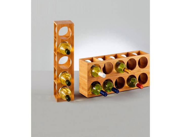 Weinregal ZELLER PRESENT Bamboo , beige (natur), B:13,5cm H:53cm T:12,5cm, Bambus, Regale, Weinregal, für bis zu 5 Weinflaschen geeignet