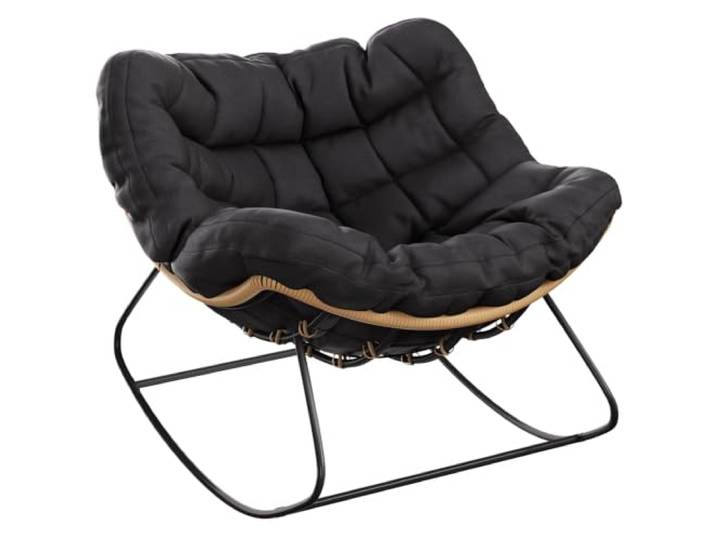 Schaukelstuhl Outdoor XXL, Schaukelsessel mit Dicke Sitzpolster (Schwarz) Ergonomischer Relax-Schaukelstuhl für In- & Outdoor, Relaxsessel für Garten, Schlafzimmer, Bis 170kg, mehrere Farben