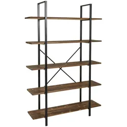 REGAL aus Holz und Metall, Braun, 120x32x178