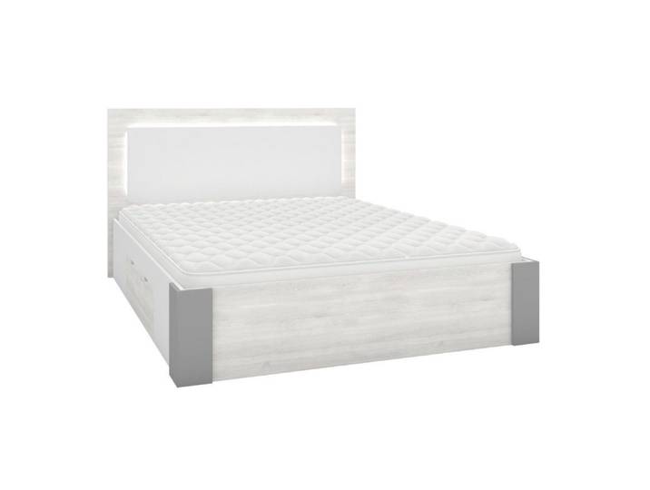 Deine Möbel 24 Bettgestell HEAVEN Bett 160x200 cm mit Beleuchtung Schlafzimmer (Set, 3-tlg., Matratze optional), kombinierbar mit Nachttischen, Schränken und Kommoden