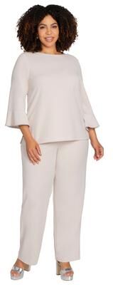 Plus Size Women's Flounce Top & Pant 2-Piece Pant Suit by Catherines in Mocha Mist (Size 4X)