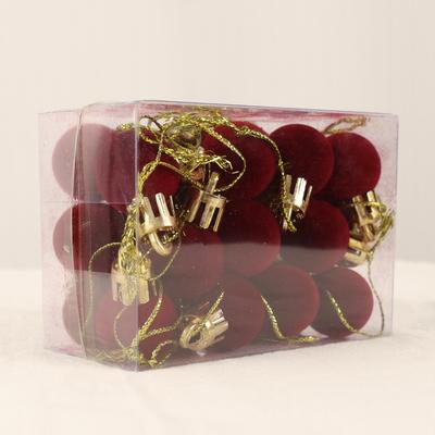 Discount Dollar Deals Mini Christmas Balls Ornaments, Flocked Christmas Balls, Christmas Tree Hanging Decor wine Red 2cm