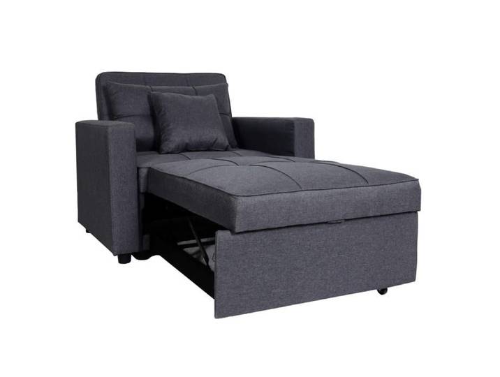 Fauteuil de couchage chaise longue canape lit lit d appoint relaxation surface de couchage 103x197 cm en tissu gris fonce 04_00062