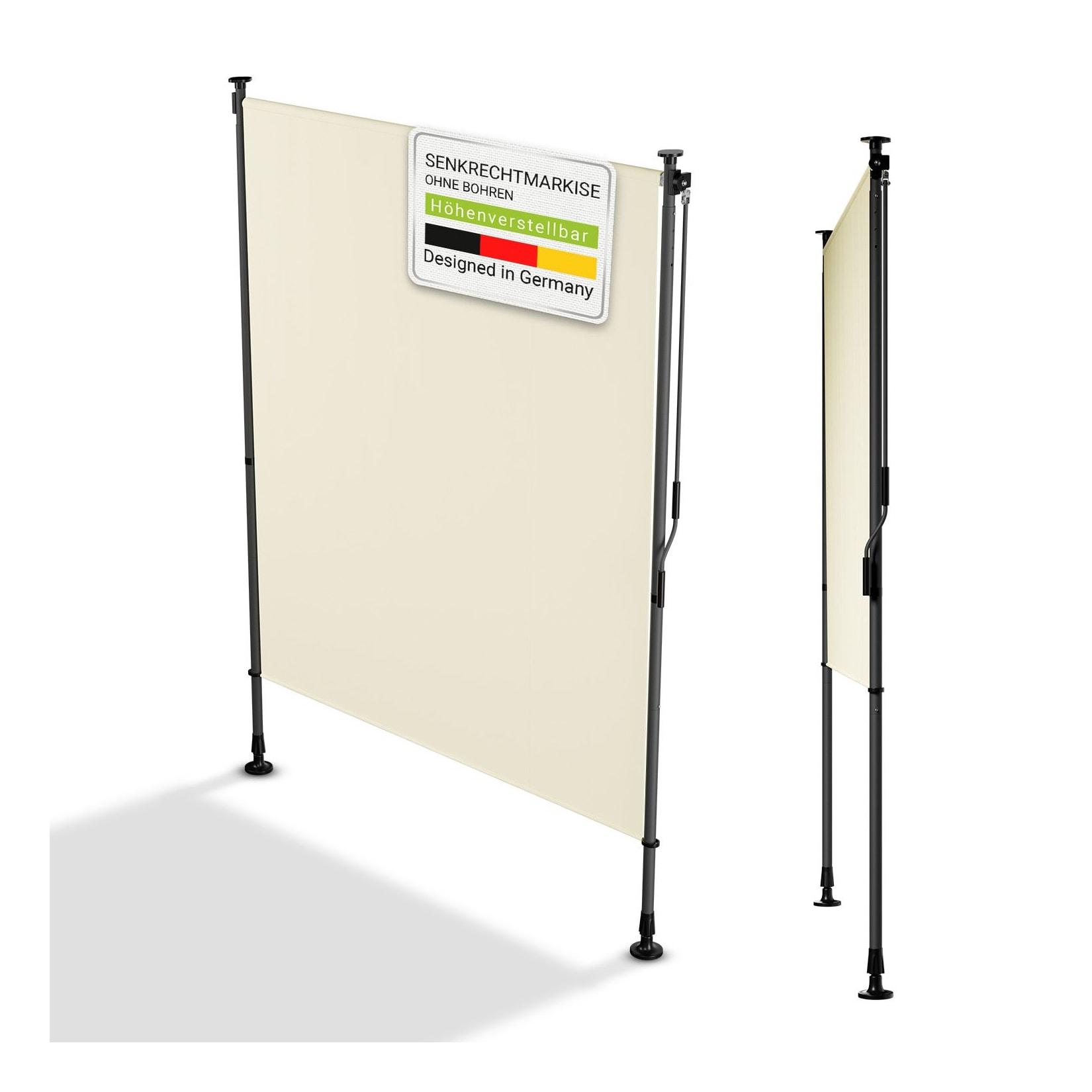 Juskys Senkrechtmarkise Barbados 150x310 cm - Sonnenschutz höhenverstellbar, ohne Bohren - Beige
