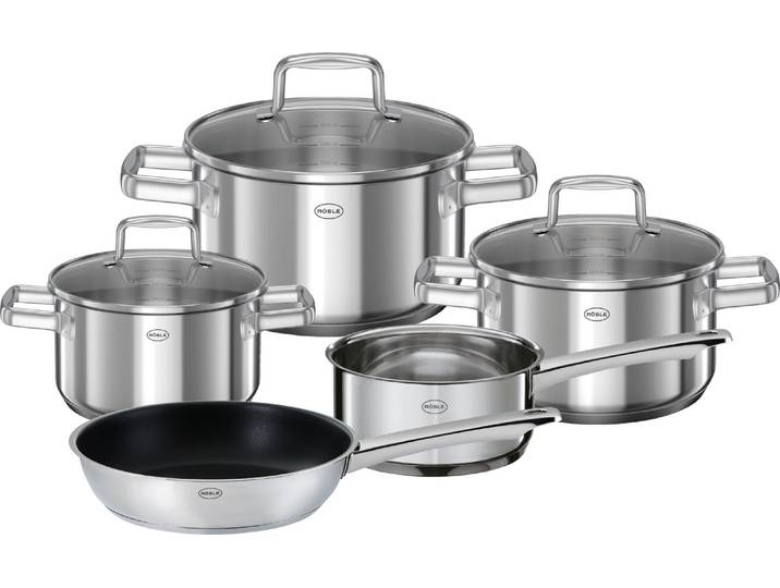 Topf-Set RÖSLE MOMENTS, 5-tlg. incl. Pfanne 24 cm , silber (silberfarben), Töpfe, Topf-Set