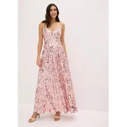 bonprix Abendkleid mit Paillettenstickerei, rosa, Gr.44, Maxikleid mit Paillettenstickerei und doppelten Spaghetti-Trägern