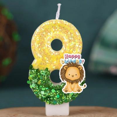 Inspired Living Forest Animal Lion Number Birthday Candle For Kids Cake Decoration 8