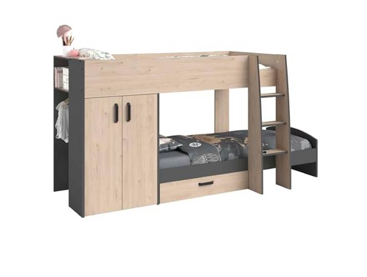 Parisot Stim2 Hochbett Etagenbett mit Bettschubkasten Kleiderschrank/Wäscheschrank