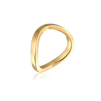 Silberring ELLI "Ring Bandring Stapelring Welle Goldfarben für Damen" Gr. 52, gold, Fingerringe, Damen, 52, Messing, Silberring