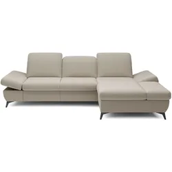 ECKSOFA FELICE R-S Beige Geflochtener Stoff mit Schlaffunktion