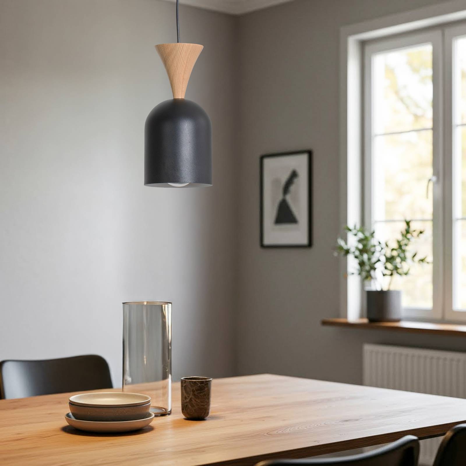 Hängelampe Nolan Lamkur, dimmbar, schwarz, für Wohn- / Esszimmer, Metall, Skandinavisch, Pendelleuchte