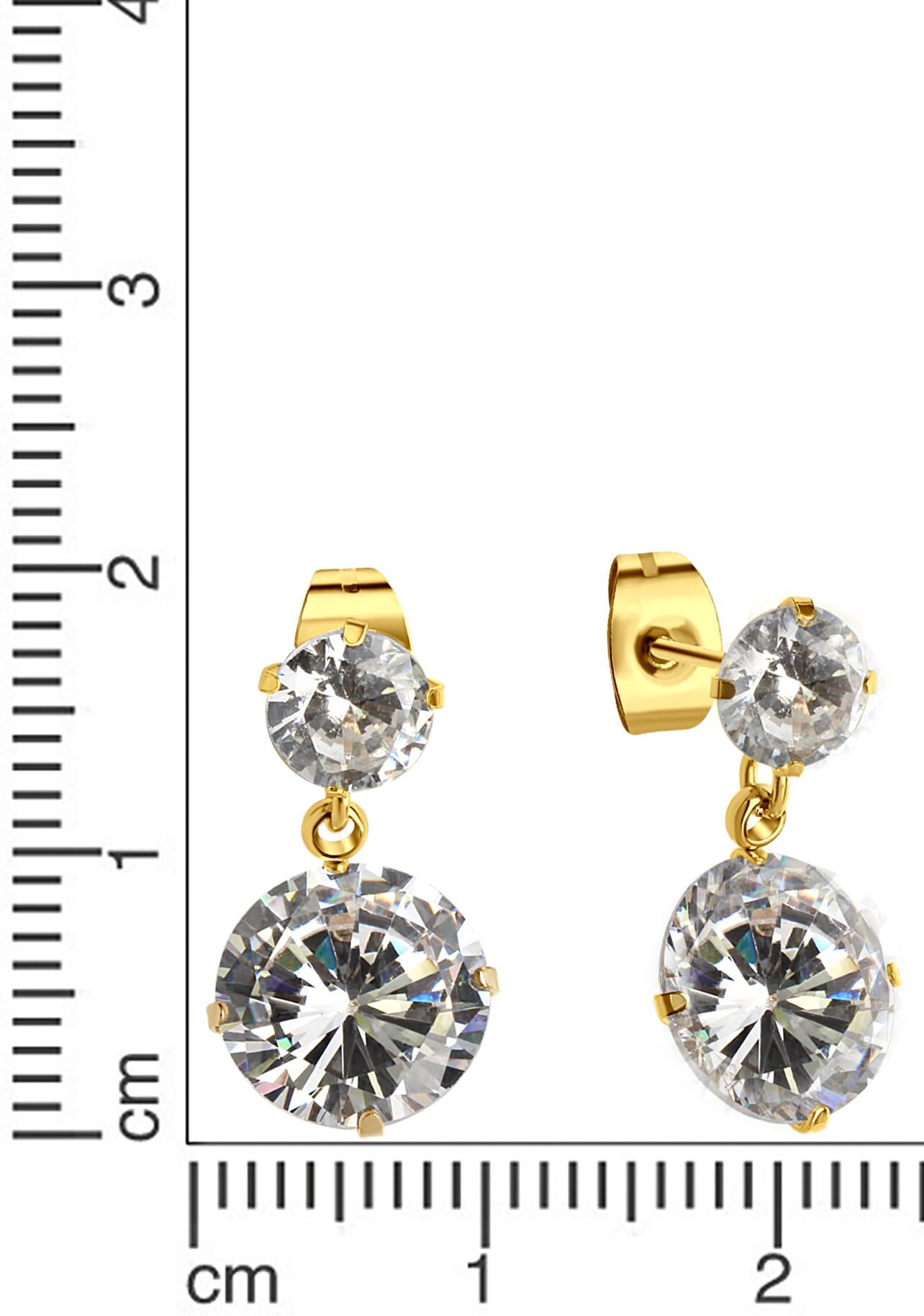 Paar Ohrstecker FIRETTI "Schmuck Geschenk Ohrschmuck glitzernd", gold (gelbgoldfarben, kristallweiß, kristallweiß), Ohrringe, Damen, Edelstahl, Paar Ohrstecker, mit Zirkonia (synth.) gelbgoldfarben, kristallweiß, kristallweiß Edelstahl