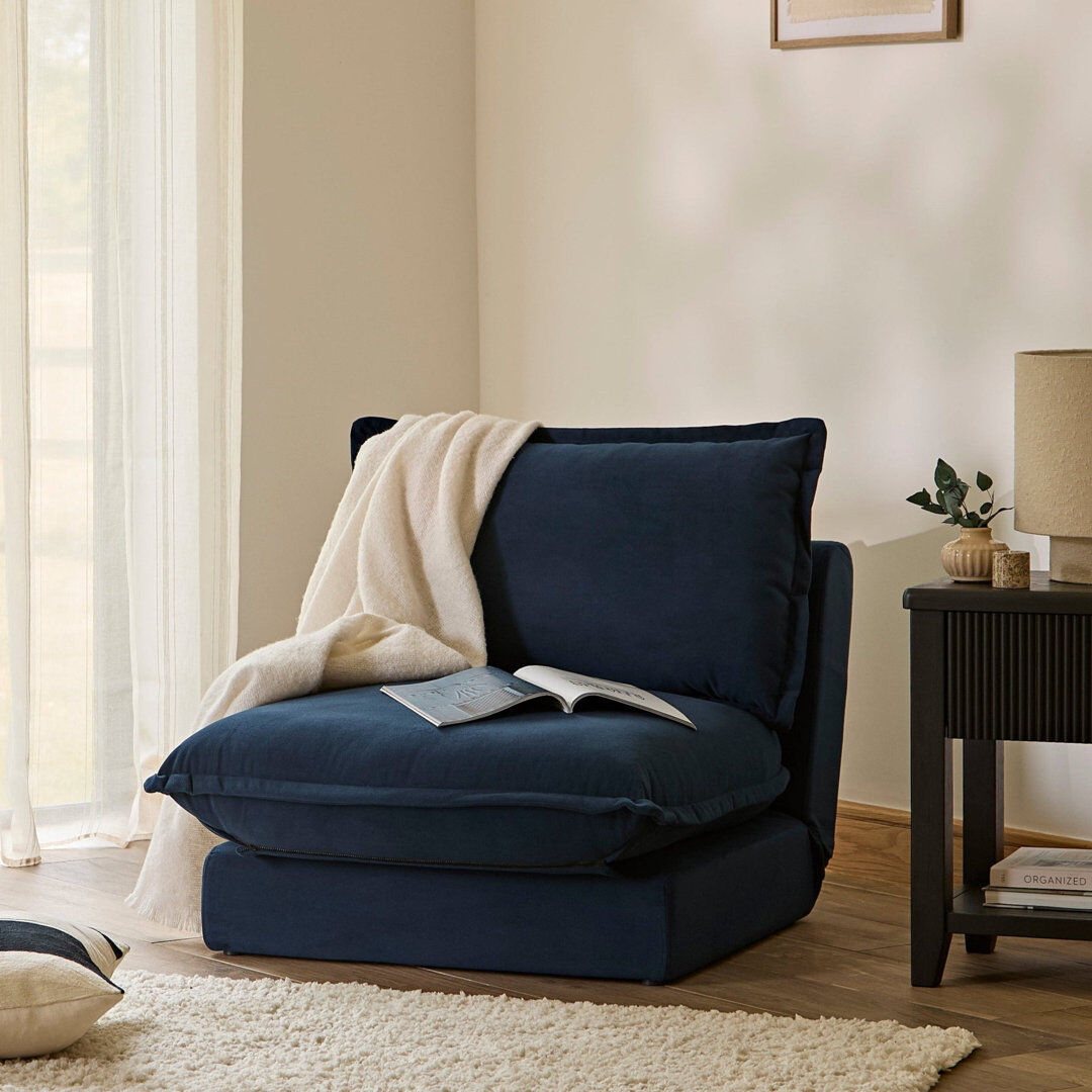17 Stories 2 Seater Sofa Bed - Boucle Blue Single