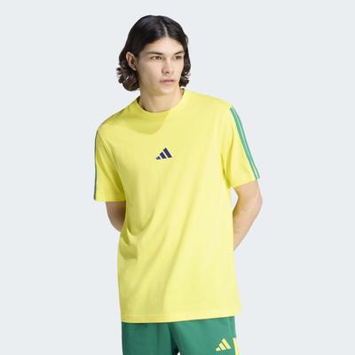 T-Shirt ADIDAS SPORTSWEAR "ESSENTIALS DREI STREIFEN, SINGLE JERSEY", Herren, Gr. XL, gelb (bright gelb, bold grün, bold grün, bold grün), Obermaterial: 100% Baumwolle, normal, Rundhals, Shirts T-Shirt