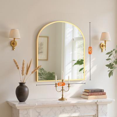 Fusion Finds Modern Arched Bathroom Mirror Gold Wall Mirror For Vanity, Entryway & Bedroom Decor 3 Gold