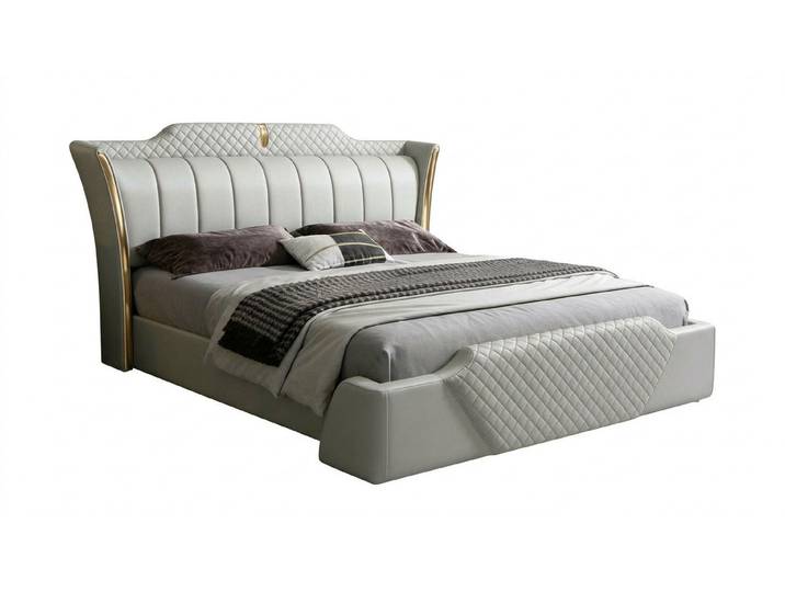 JVmoebel Polsterbett Bett Doppelbett Polsterbett Grau Modern Elegant Stilvoll Luxus Edel