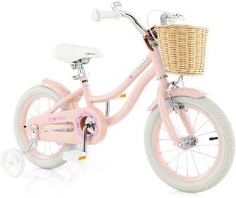 Costway 14-Inch Kids Bike with Training Wheels and Adjustable Handlebar Seat-Pink