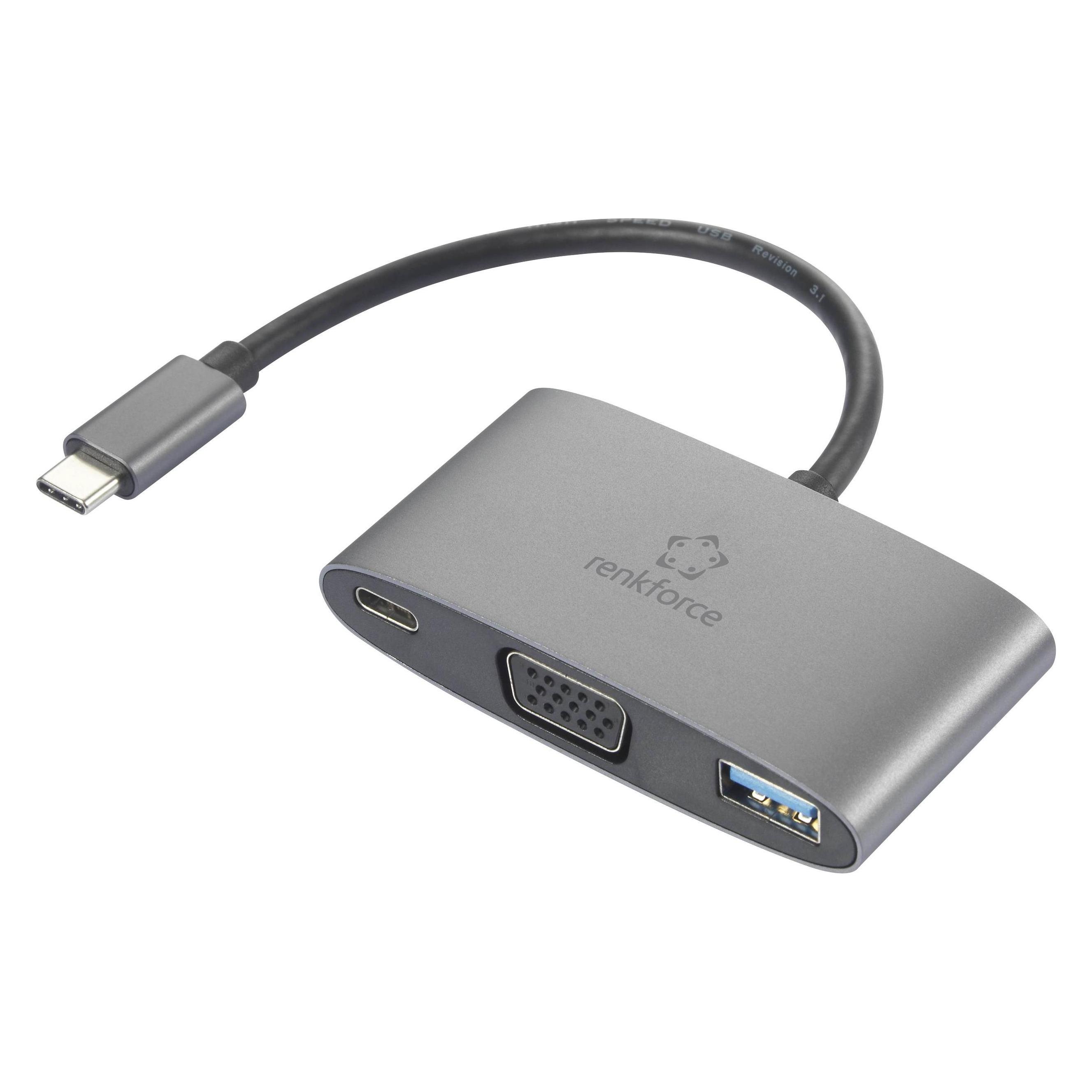 Renkforce USB-C, VGA Adapter (1x USB-C Stecker - 1x USB-C Buchse (Power Deliv (RF-4754992)