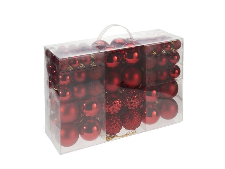 Weihnachtskugel Set 100-teilig rot