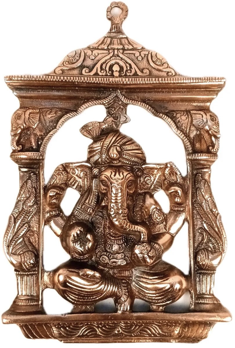 N3 Collecties Antieke koperen wanddecoratie uit de Ganesha-tempel